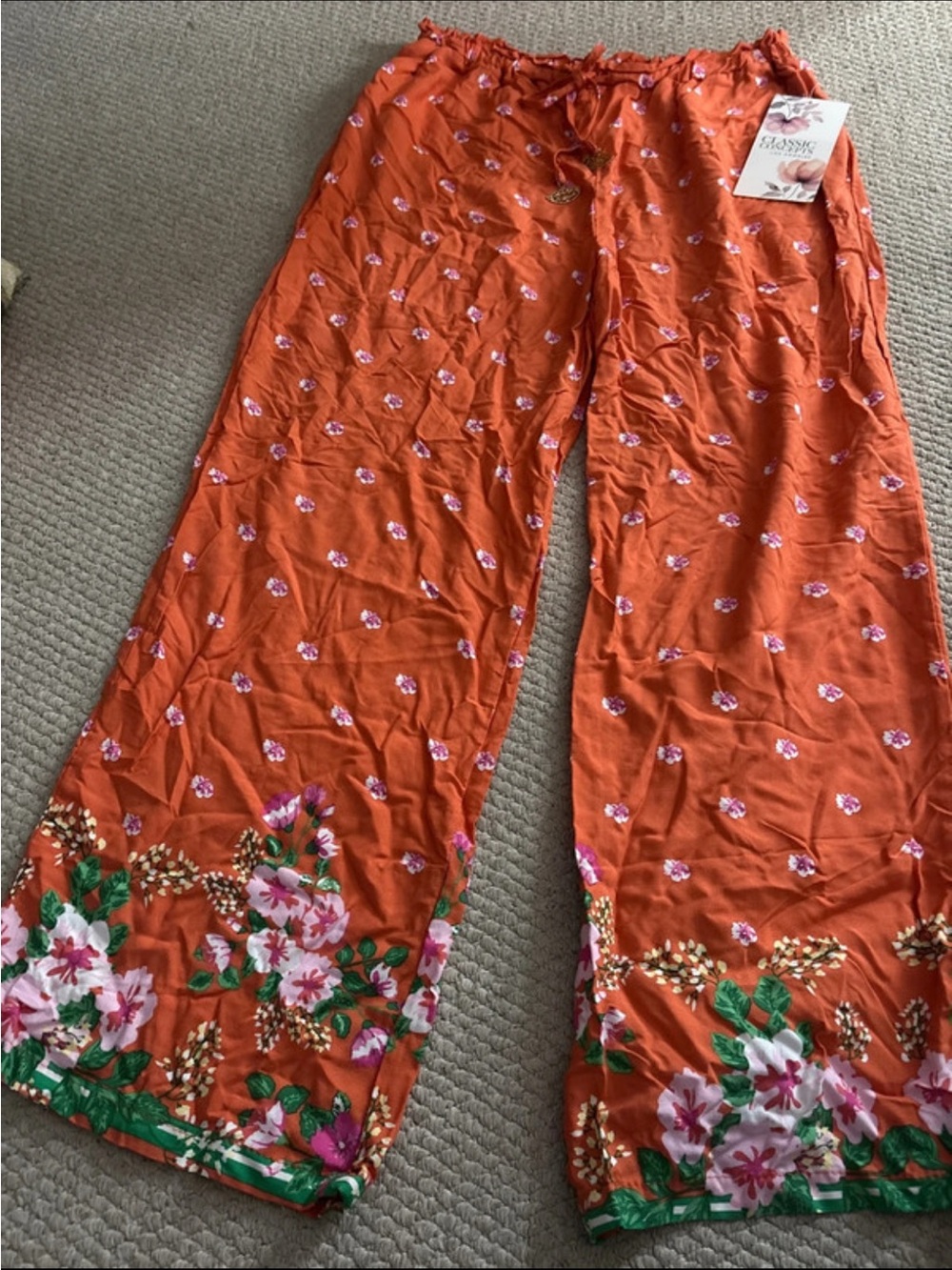 ClassiCon Orange Floral Wide-Leg Pants
